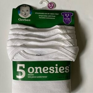 Gerber Onesies Size 0-3 Months New 5 Pack One Piece Bodysuit Underwear Cotton